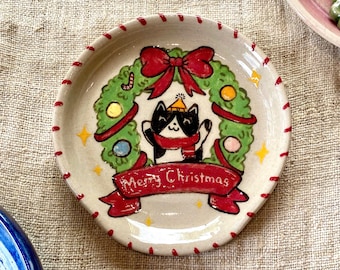 Handcrafted Ceramic Christmas Spoon Rest: Holiday Kitchen Decor