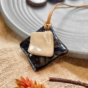 Ceramic pendant necklace, Handmade charm, Unique design gift, made by Vietnamese artisan. image 4