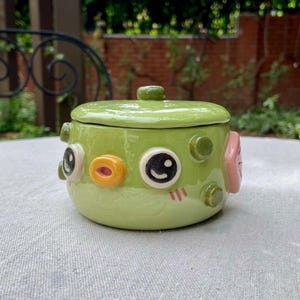 Hand-Painted Puffer Fish Ceramic Mug or Jar – Mini Planter, Trinket Bowl With lid, no handle
