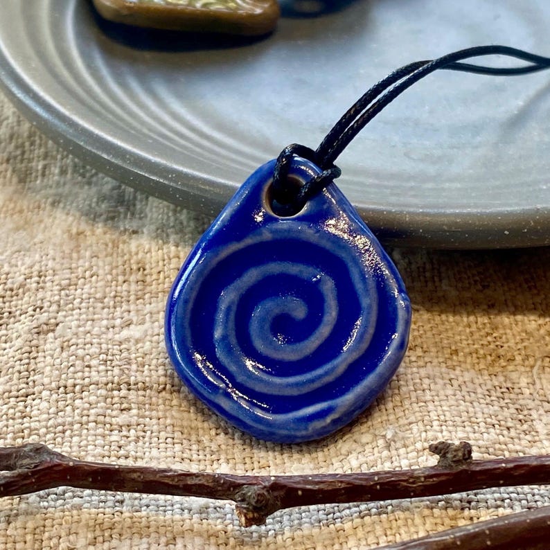 Ceramic pendant necklace, Handmade charm, Unique design gift, made by Vietnamese artisan. image 2