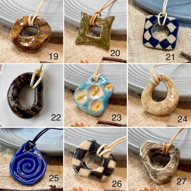 Ceramic pendant necklace, Handmade charm, Unique design gift, made by Vietnamese artisan. image 7