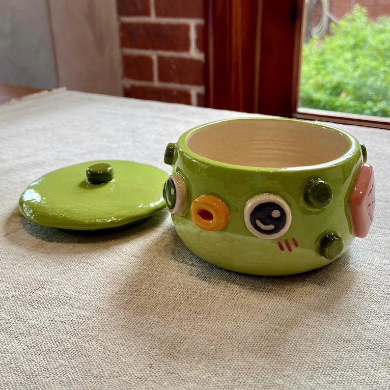 Hand-Painted Puffer Fish Ceramic Mug or Jar – Mini Planter, Trinket Bowl image 2