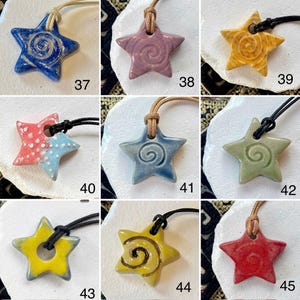 Colorful Ceramic Star Necklace – Handcrafted Pendant, Boho Jewelry Gift image 6