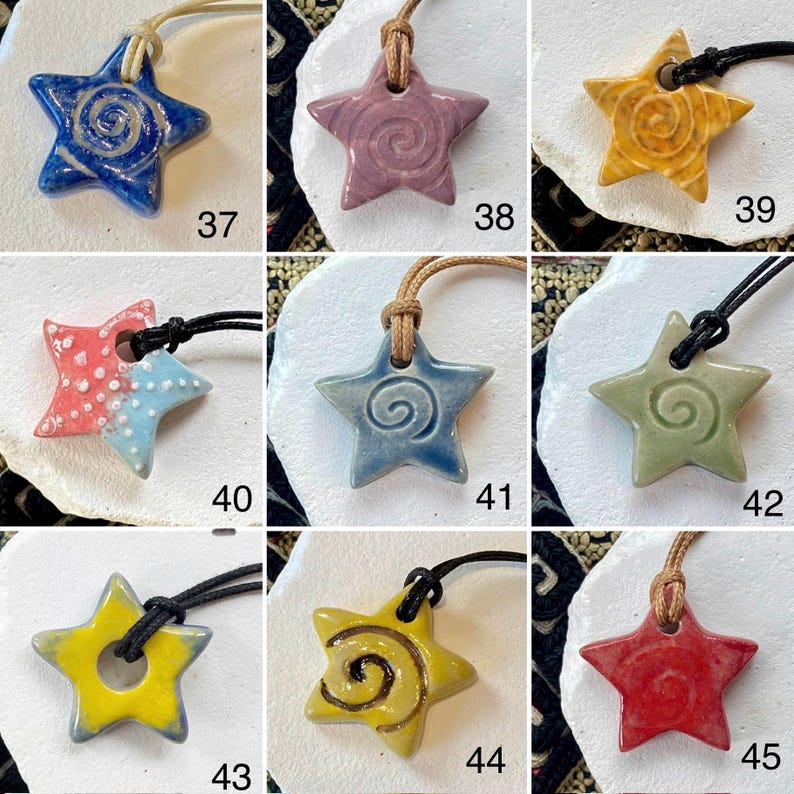 Colorful Ceramic Star Necklace – Handcrafted Pendant, Boho Jewelry Gift image 6