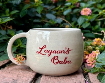 Personalized Cappuccino Cup – Custom Name Ceramic Mug, Handmade Pottery
