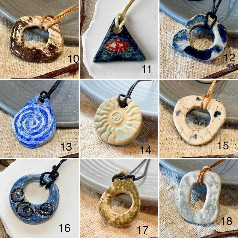 Ceramic pendant necklace, Handmade charm, Unique design gift, made by Vietnamese artisan. image 6