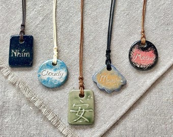 Personalized Ceramic Name Necklace – Custom Design, Color & Size