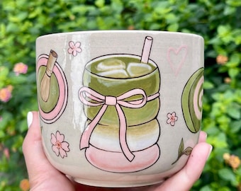 Designe deine eigene Matcha-Tasse oder Schüssel - Handgefertigte handbemalte Keramik-Teetasse