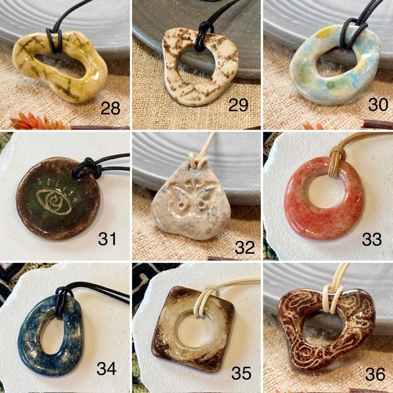 Ceramic pendant necklace, Handmade charm, Unique design gift, made by Vietnamese artisan. image 8