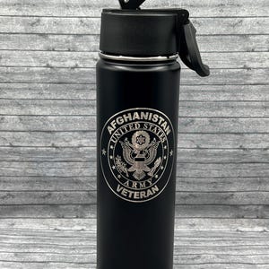 Afghanistan Army Veteran Water Bottle Double-Sided(22 oz)