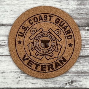 Set of 4 Coast Guard Veteran Drink Cork Coasters
