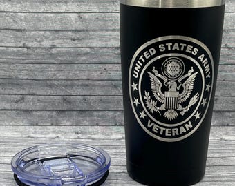 Army Veteran 20 oz. Laser Engraved Stainless Steel Tumbler