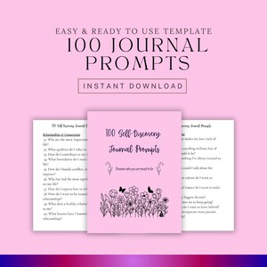 100 Self-Discovery Journal Prompts Printable, Shadow Work Journaling Prompts, Printable Journal Pages, Writing Prompts, Instant Download PDF