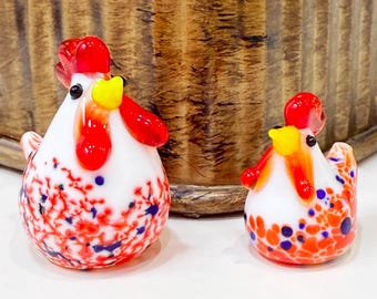 Colorful Glass Hen Statue: Handcraft Home Decor