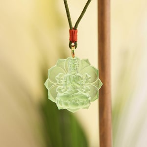 Green Tara Buddha Amulet Pendant, Unisex Buddha Pendant, Emerald Green