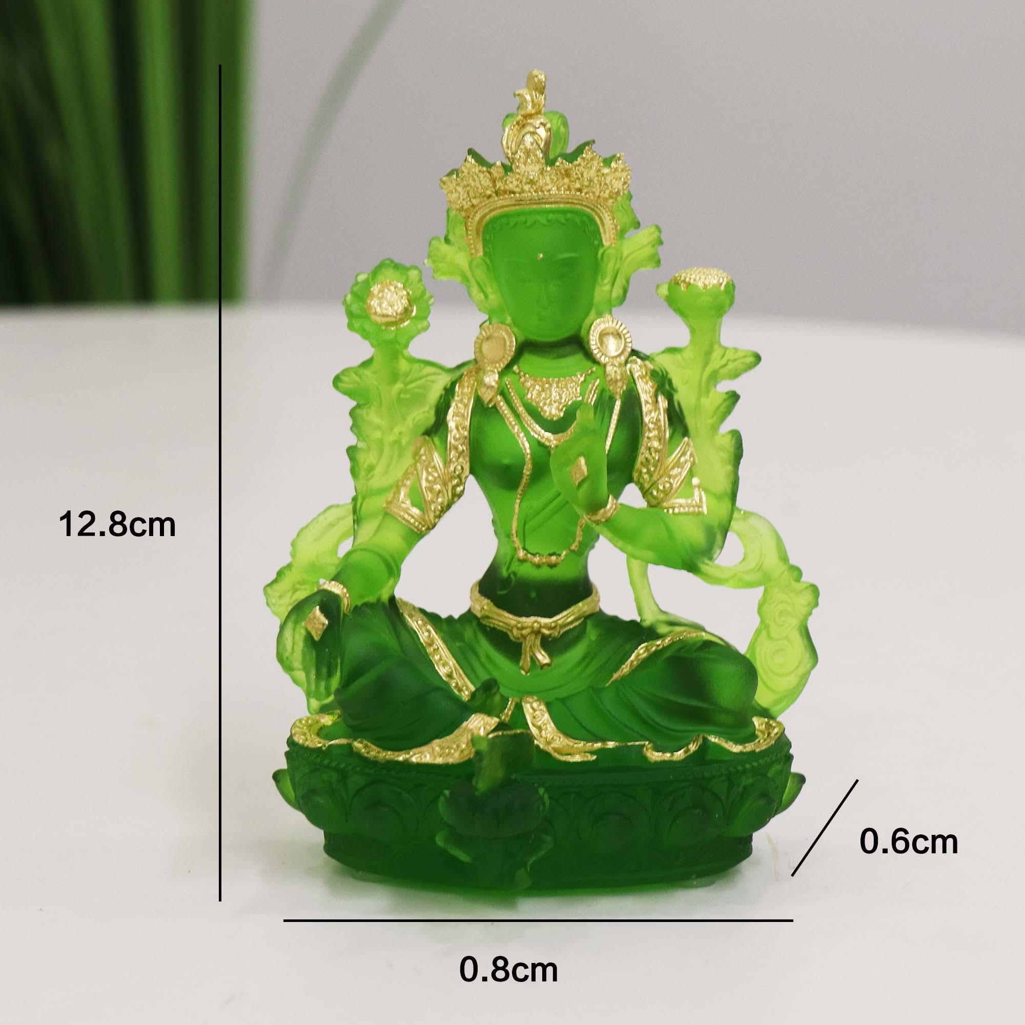 BUDDHA BRAND/人間発電所 オリジナル12 緑ラベル Glass Green Tara Buddha Statue, Bodhisattva Handmade Zen Ancestral