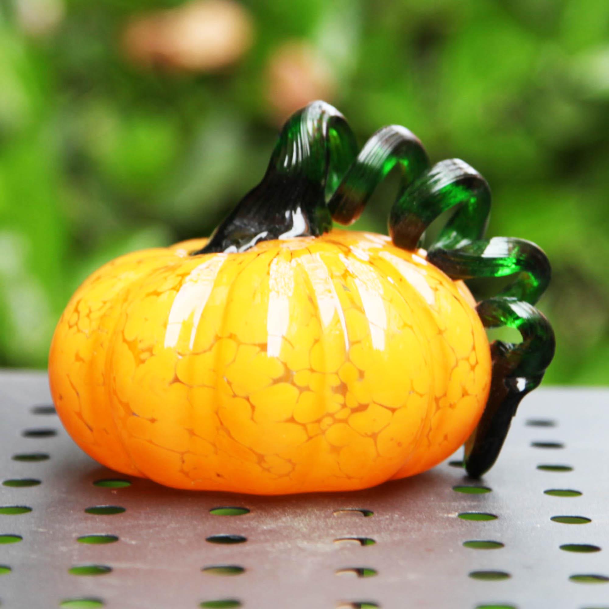 手作りガラス製カボチャオーナメント：ワインキャビネットの装飾、感謝