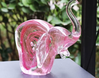 Pink Glass Elephant Ornaments, Modern Office Living Room Decoration, Hotel Desktop High-end Decorations
