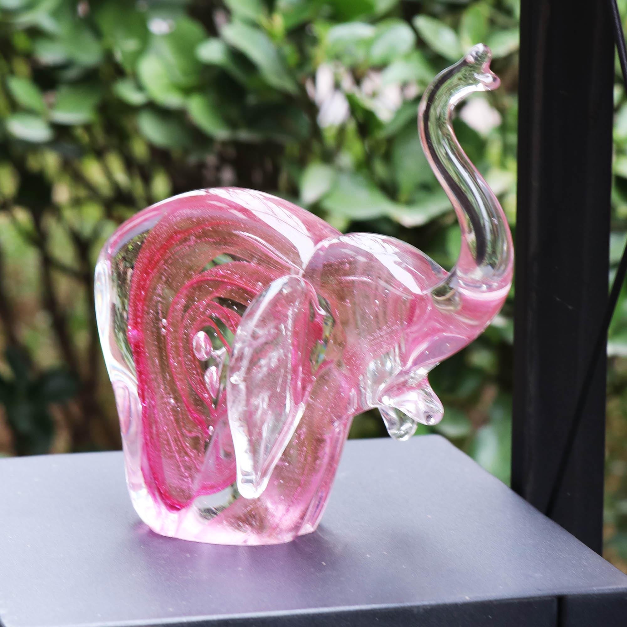Pink Glass Elephant Ornaments, Modern Office Living Room Decoration, Hotel Desktop High-end Decorations