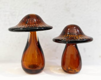 Glass Mushroom Ornaments, Desk Decoration, Handmade Glass Art, Mushroom Statue