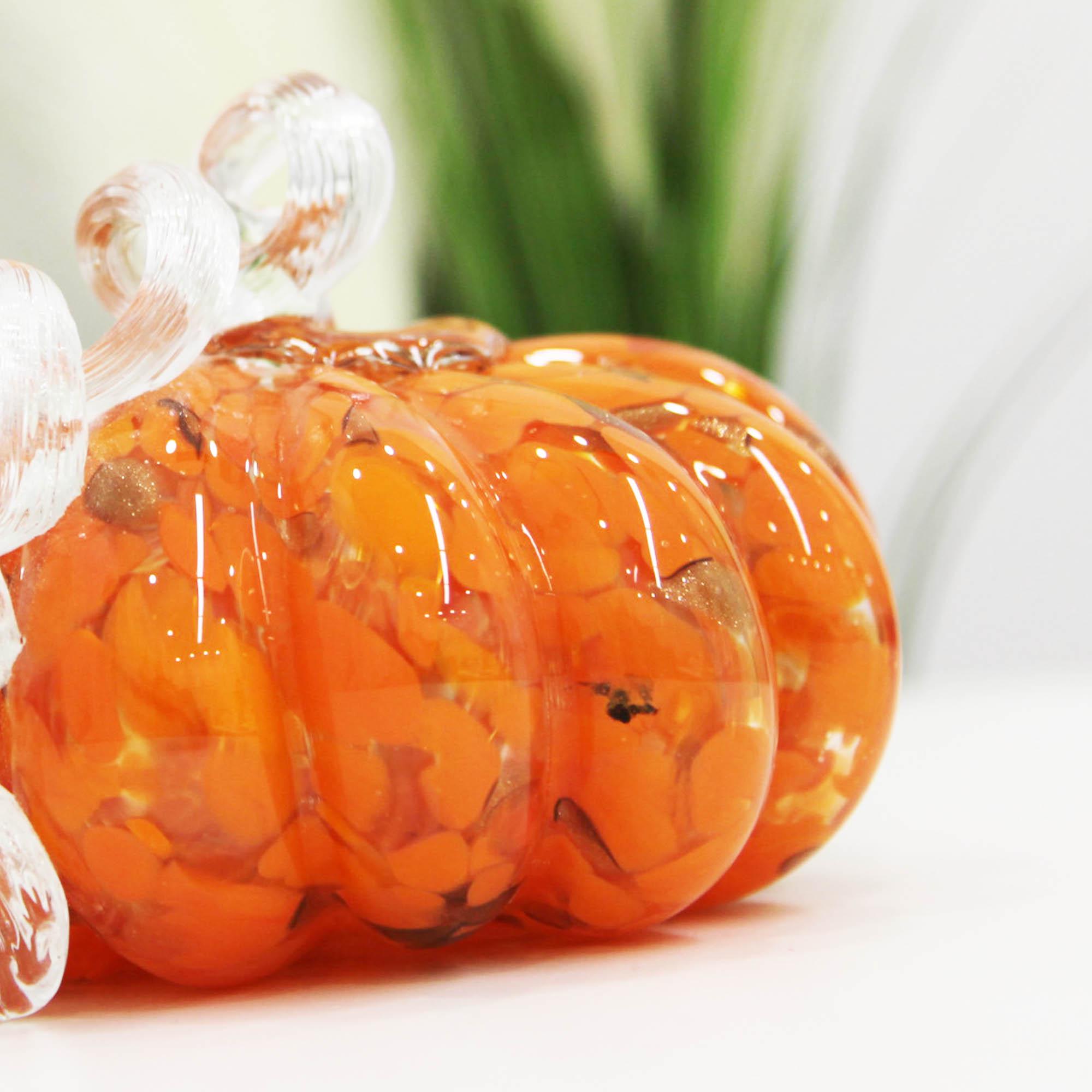 手作りガラス製カボチャオーナメント：ワインキャビネットの装飾、感謝