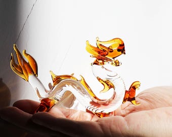 Glass Zodiac Dragon, Glass Ornament, Gift for Him, Happy Birthday, Birthday Gift