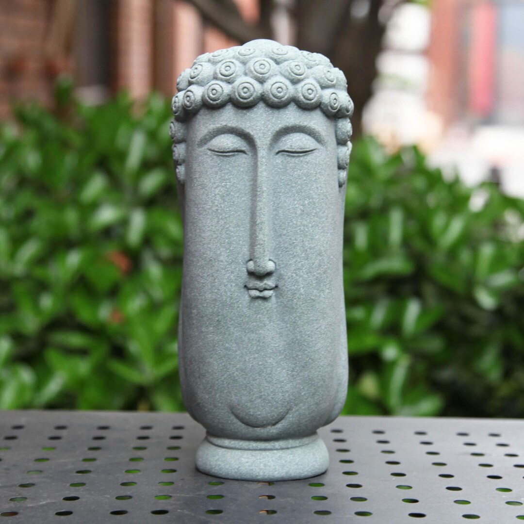 Hand-carved Bluestone Buddha Head Statue - Serene Zen Meditation Decor ...