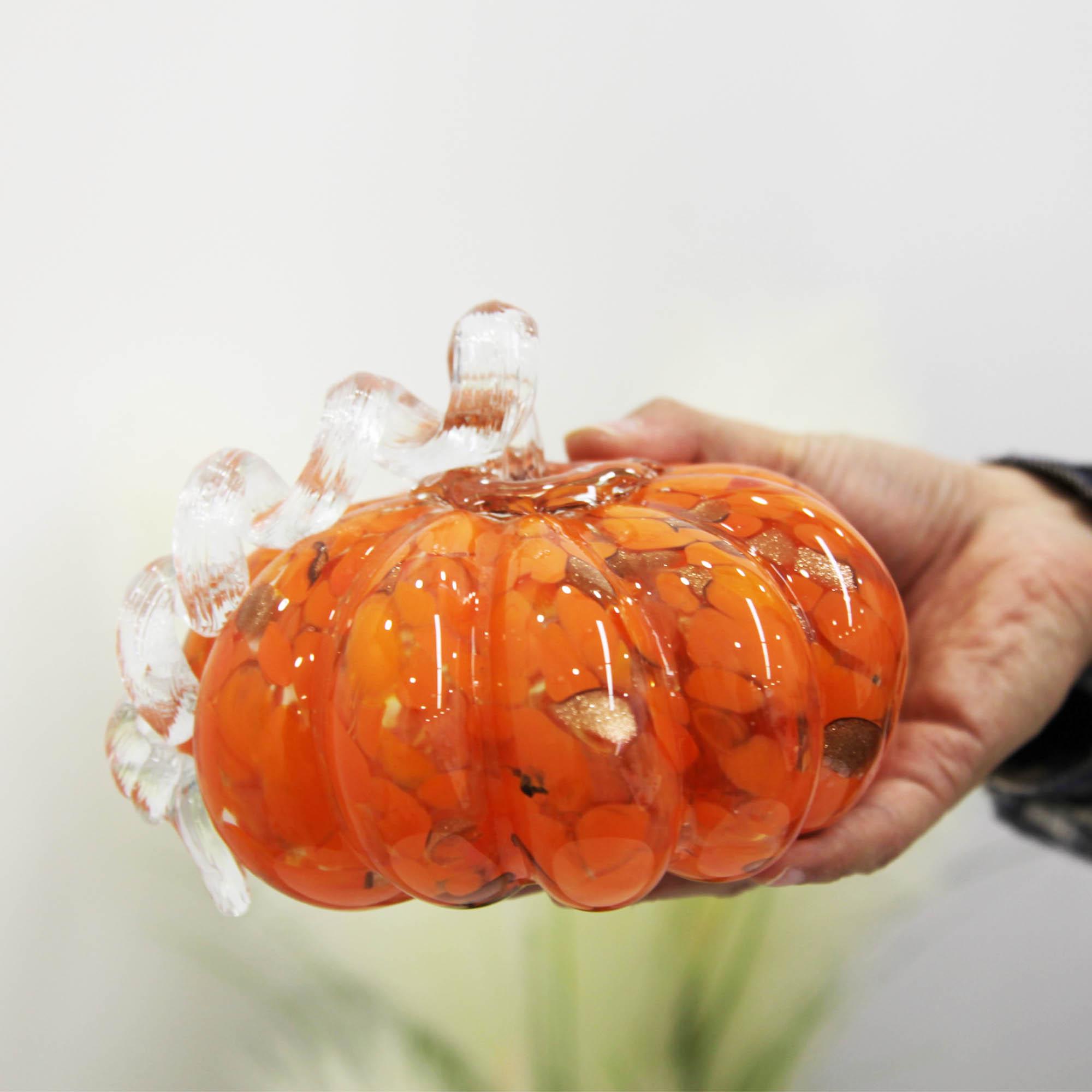 手作りガラス製カボチャオーナメント：ワインキャビネットの装飾、感謝