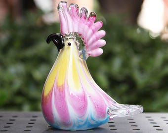 Handmade Glass Parrot Figurine - Vibrant Tropical Bird Decor for Living Room & Office Desk, Unique Birthday Gift , Christmas Gift