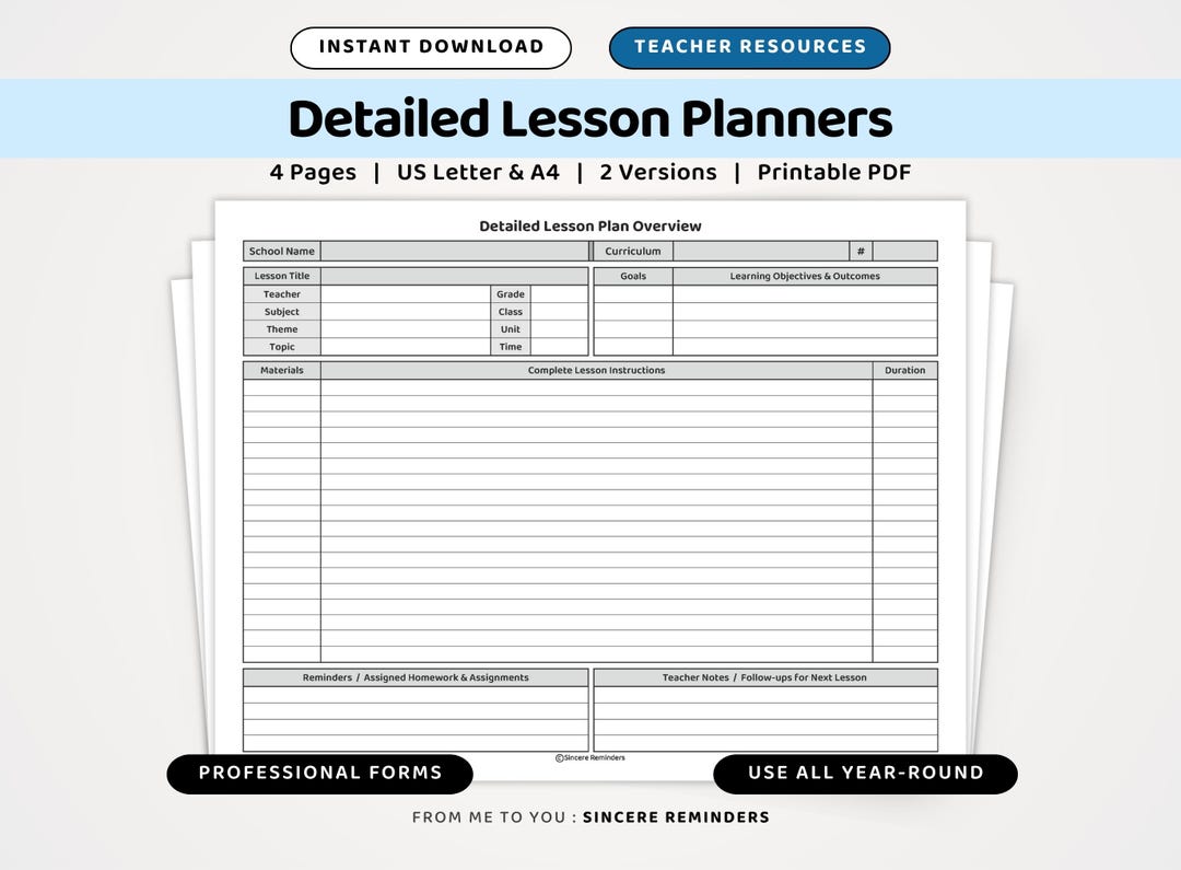 Teacher Lesson Plan Page Template, for Educators & Homeschooling ...