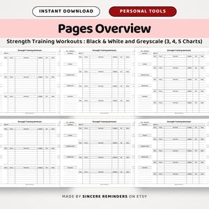Strength Training Program Template: Workout Meals, Weight Lifting Tracker, Exercise Schedule, Weight Loss Nutrition Log (A4/US Letter PDF) image 3