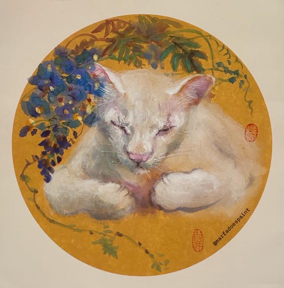 Sleeping albino ocelot