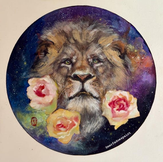 Custom made space galaxy lion
