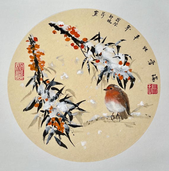 Winter buckthorn and robin