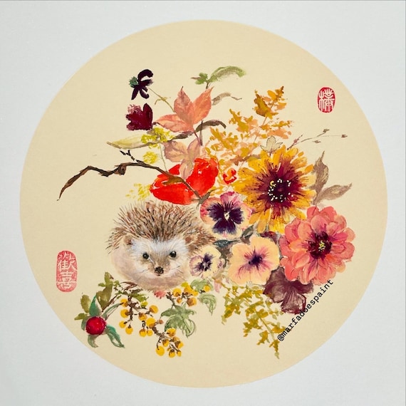 Hedgehog and flowers