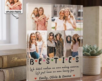 Custom Photo Collage Acrylic Block Plaque, Personalized Friendship Gift for Besties
