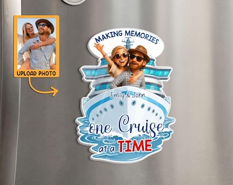 Custom Cruise Fridge Magnet, Personalized Couple Souvenir with Photo & Name, Cruise Trip Keepsake, Gift for Couple, Unique Vacation Gift