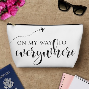 Passport Stamp Cosmetic Pouch: Travel Makeup Bag, Wanderlust Gift
