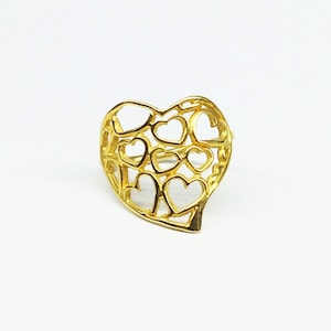 gold heart ring, gold statement ring, gift for her, dainty heart ring, minimalist heart ring, delicate heart ring,  gold love ring