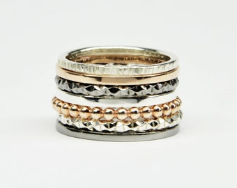 silver stacking rings, stackable rings, silver stack rings set, stacking rings set, stack rings, stackable rings set gold rings