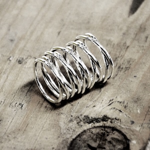 silver wire ring gift for her, silver wire wrapped ring, wide band ring, silver statement ring, silver armor ring, wraparound silver ring