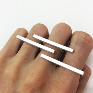 BIG statement ring, silver line ring,  silver statement ring, silver bar ring, silver minimalist ring, architectural ring, contemporary ring
