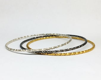 silver bangle bracelet, boho bracelet, gold bangle bracelet, rhodium plated bracelet silver stacking bracelets one bracelet or set  3