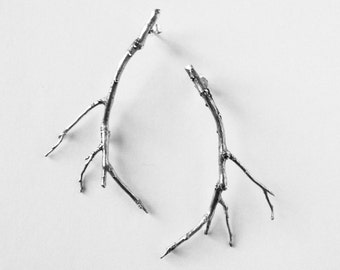 sterling silver  twig earrings branch jewelry sterling silver twig earrings - branch earrings gift for her