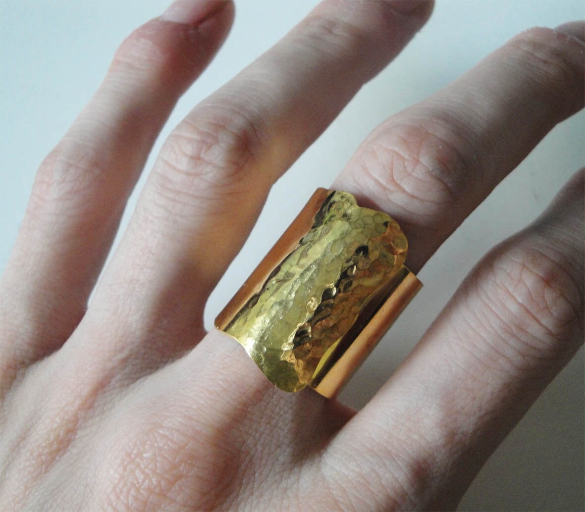 Big Statement Ring Gold Statement Ring Gold Plated Bronze Etsy