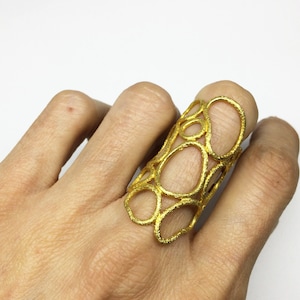 big gold statement ring, silver organic statement ring, rough finish gold plated organic silver ring, contemporary gold ring,