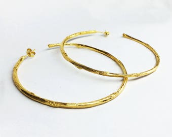 gold branch earrings, gold twig earrings, gold plated sterling silver twig hoop earrings branch hoop earrings
