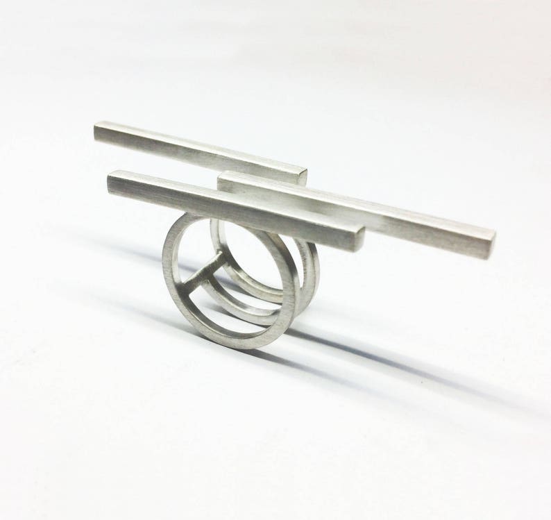 BIG Statement Ring Silver Line Ring Silver Statement Ring - Etsy