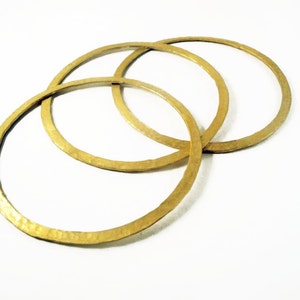 24ct gold plated bronze bangle bracelets hammered set of 3 image 1