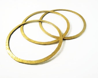 24ct gold plated bronze bangle bracelets hammered- set of 3